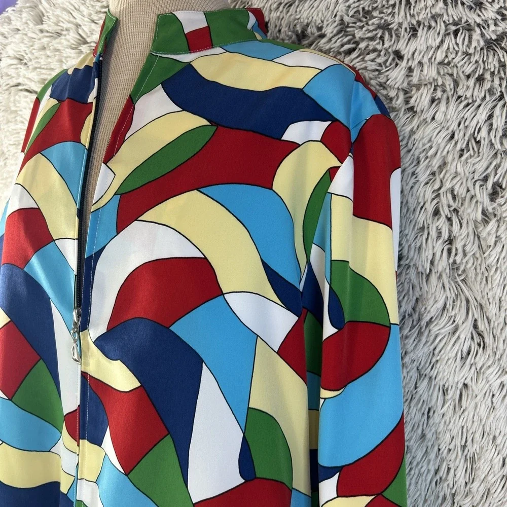 Colorful 90's Bold‎ Zip Up Lightweight Jacket Bomber Hip Hop Medium